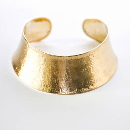 Bisjoux - Brass satin textured bold Curve Collar Necklace
