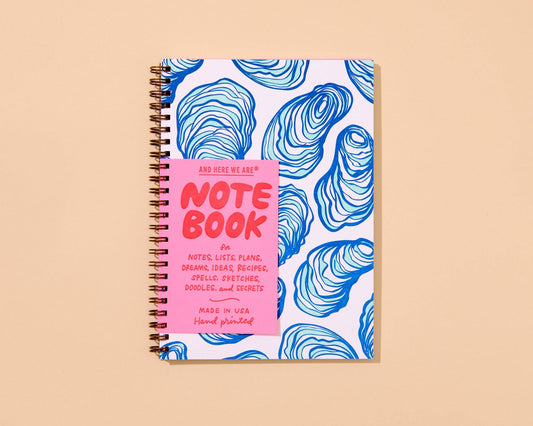 And Here We Are - Letterpress A5 Spiral Notebook—Oyster (Seafood Beach Summer) - PMA Store at the Portland Museum of Art, Maine