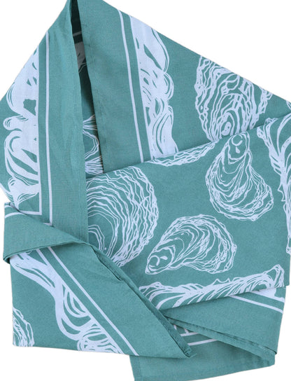 Hearth and Harrow - Oyster Bandana - 100% Cotton - Hand Printed - Green Teal - PMA Store at the Portland Museum of Art, Maine
