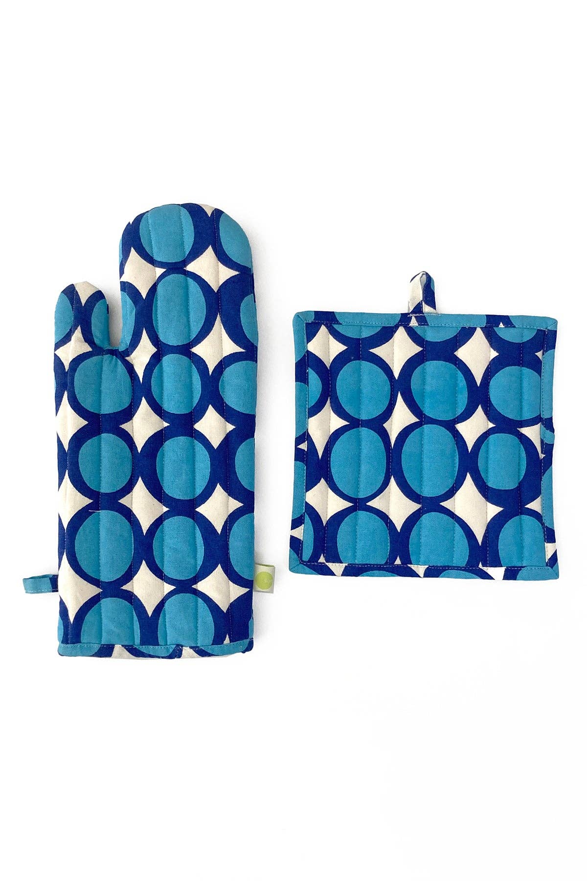 See Design - Oven Mitt & Potholder Set: Egg Citron/Pine