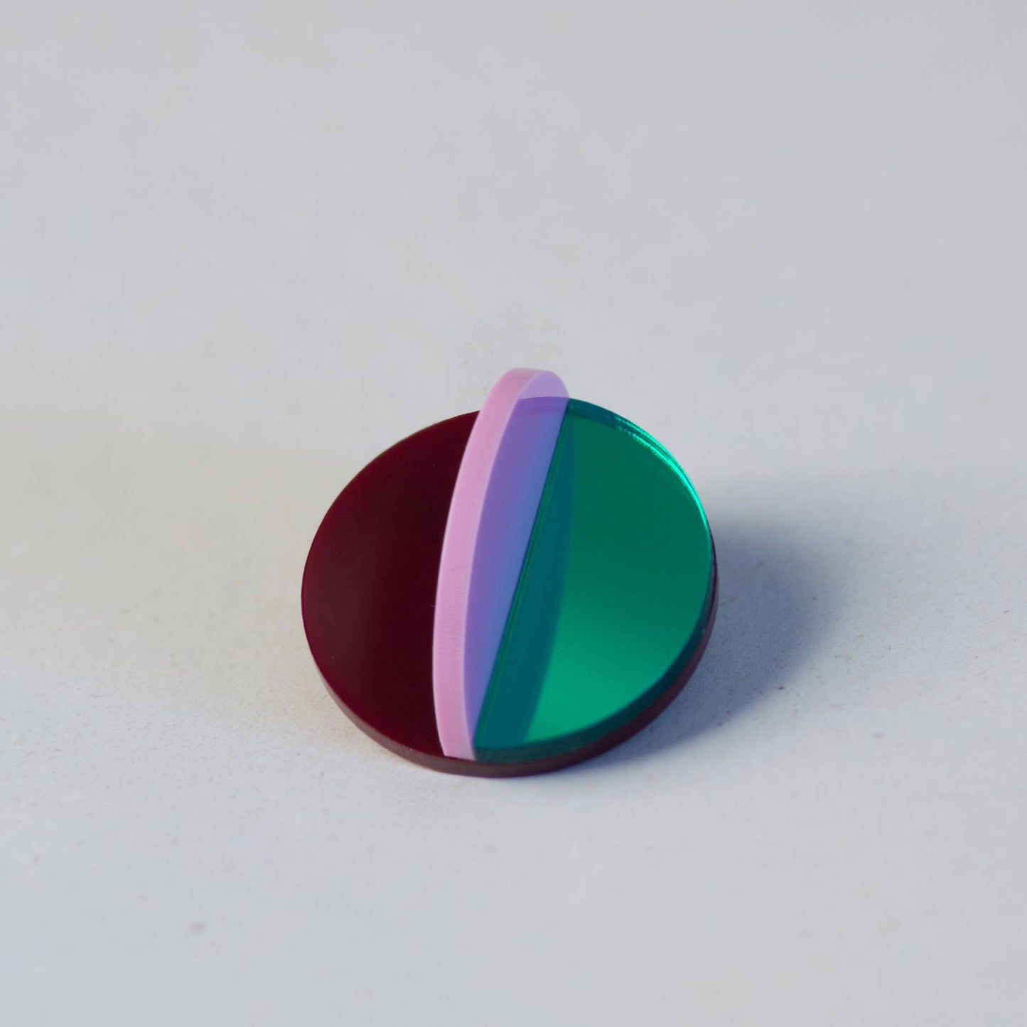 Pamela Coromoto - Dexel Brooch - Vibrant Palette: Bronze Mirror, Purple and Mint