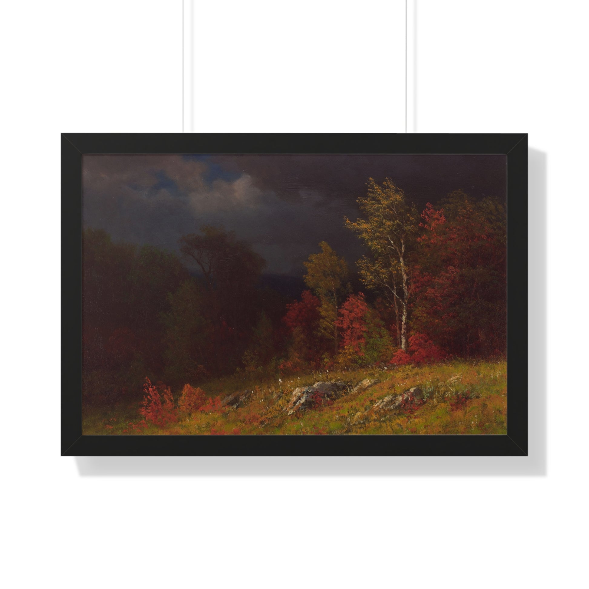Autumn Birches (Approaching Storm) by Albert Bierstadt Framed Landscape Poster - PMA Store at the Portland Museum of Art, Maine