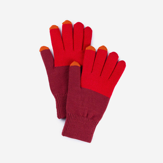 Colorblock Knit Touchscreen Gloves: Ruby Red - PMA Store at the Portland Museum of Art, Maine