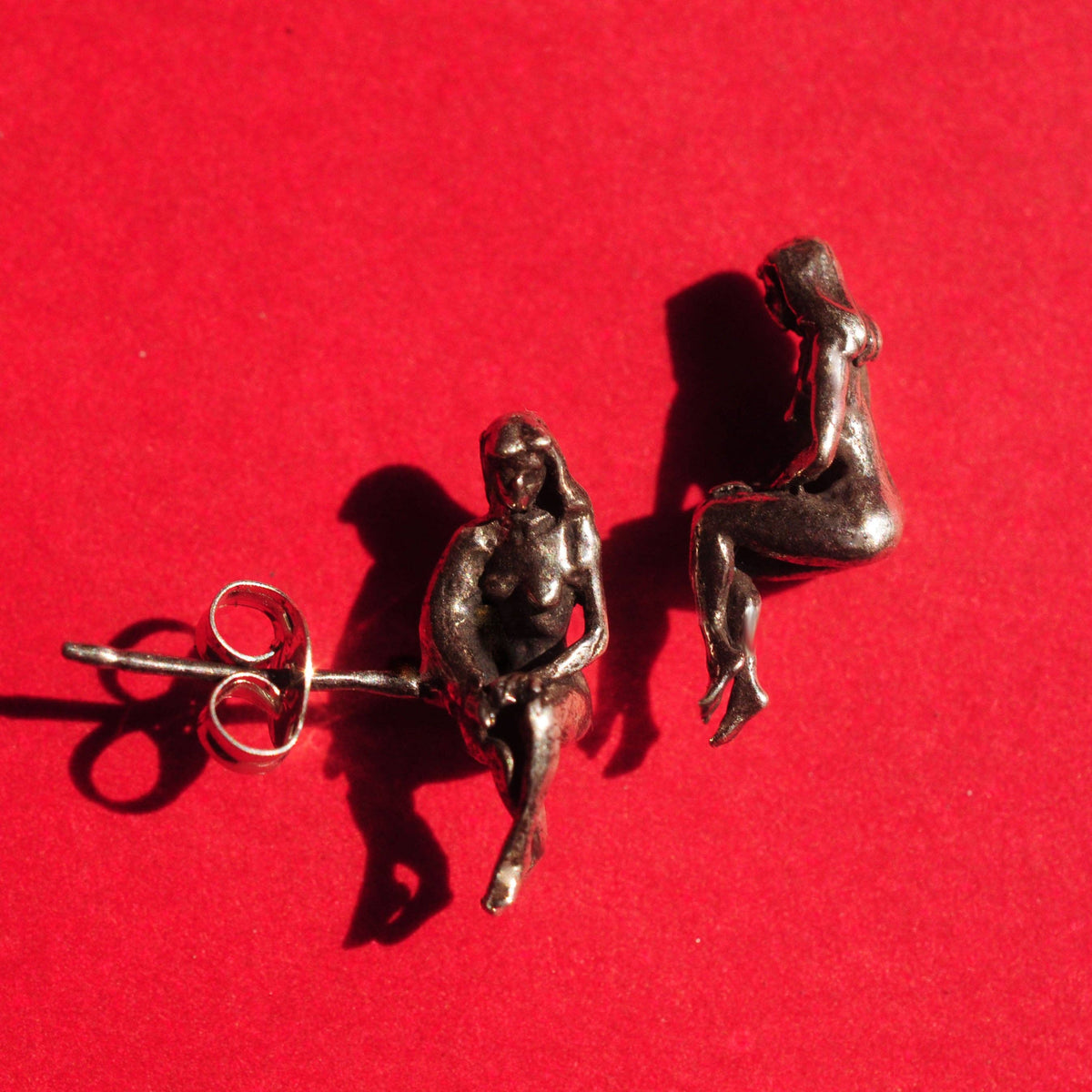 OZMA adornments - Fatal Stud Earrings (Nude woman): Silver - PMA Store at the Portland Museum of Art, Maine