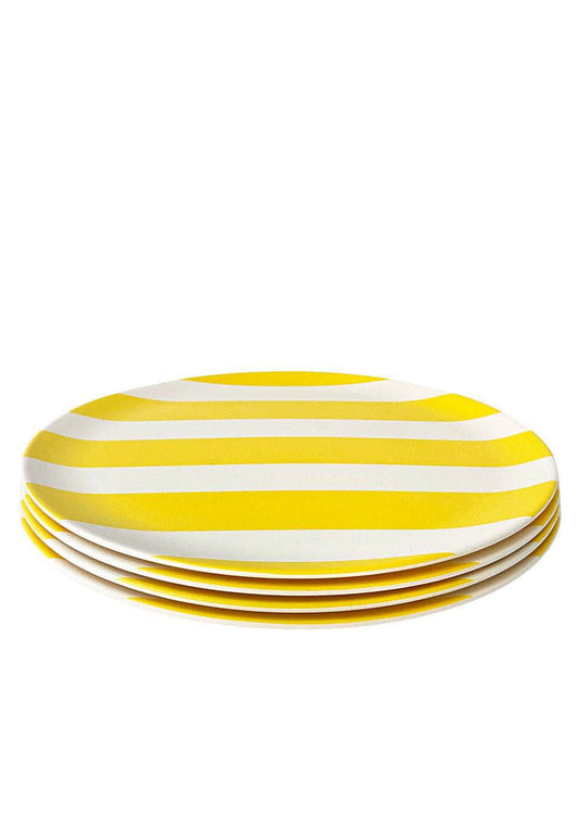 Xenia Taler - 'Cabana' Yellow Stripe Dinner Plate - Set of 4: Ship inside gift box - PMA Store at the Portland Museum of Art, Maine