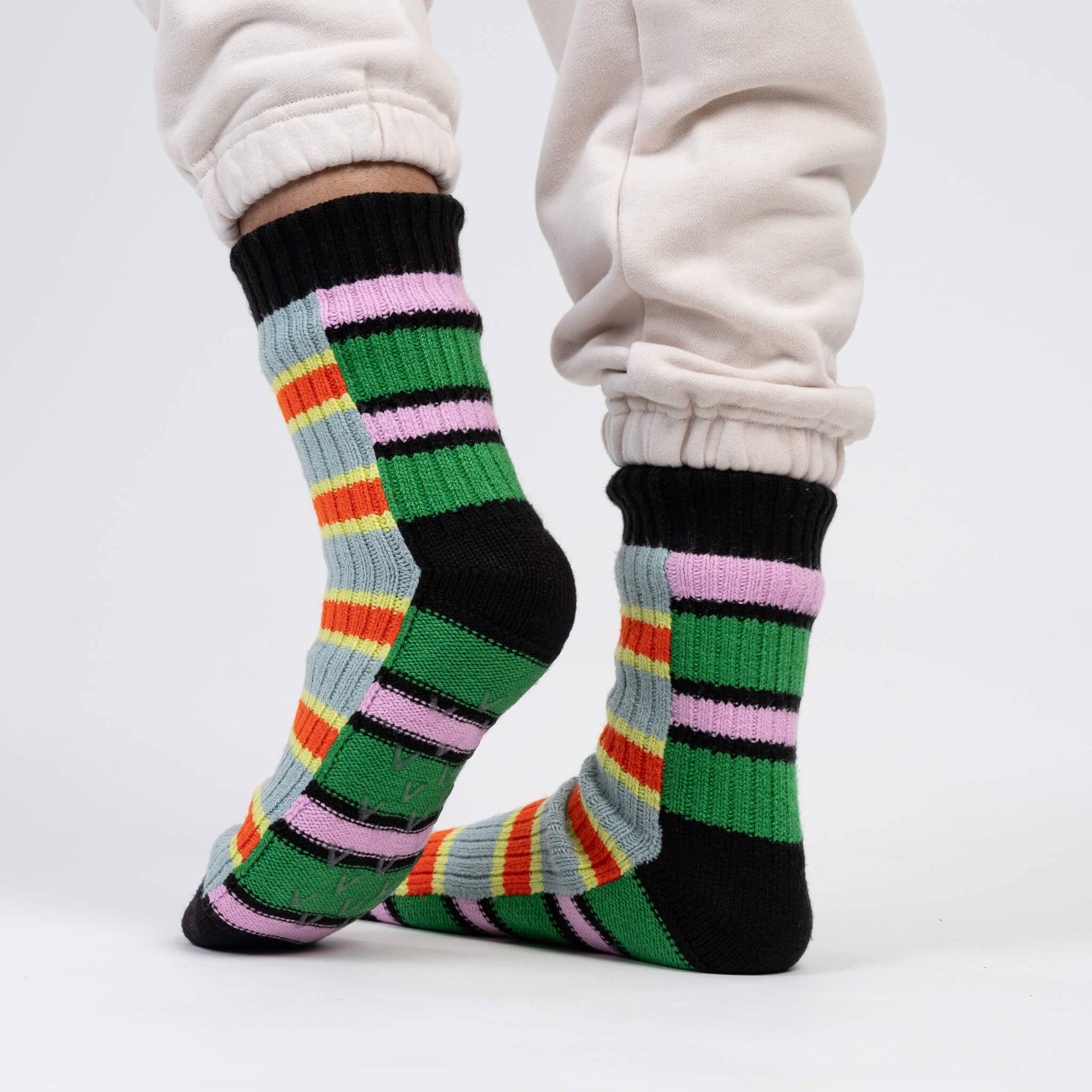 VERLOOP | knits - Zipper Stripe House Socks: Poppy Stone Blue / L/XL - W 9.5-12.5<br>M 8-11 - PMA Store at the Portland Museum of Art, Maine