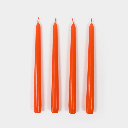 54 Celsius - Taper Candles (4 Pack) - 10" Tall, 8 Hr Burn, Orange - PMA Store at the Portland Museum of Art, Maine