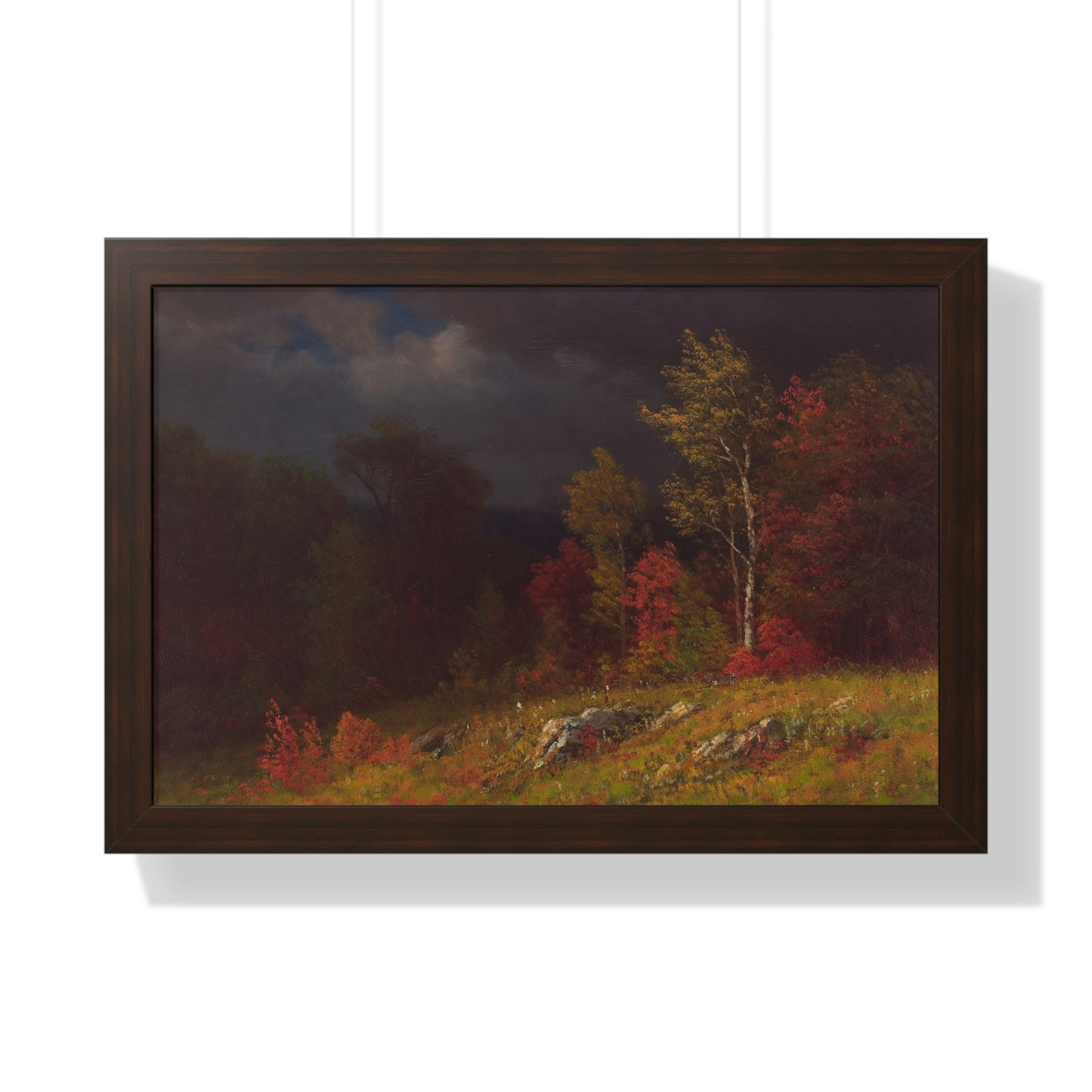 Autumn Birches (Approaching Storm) by Albert Bierstadt Framed Landscape Poster - PMA Store at the Portland Museum of Art, Maine