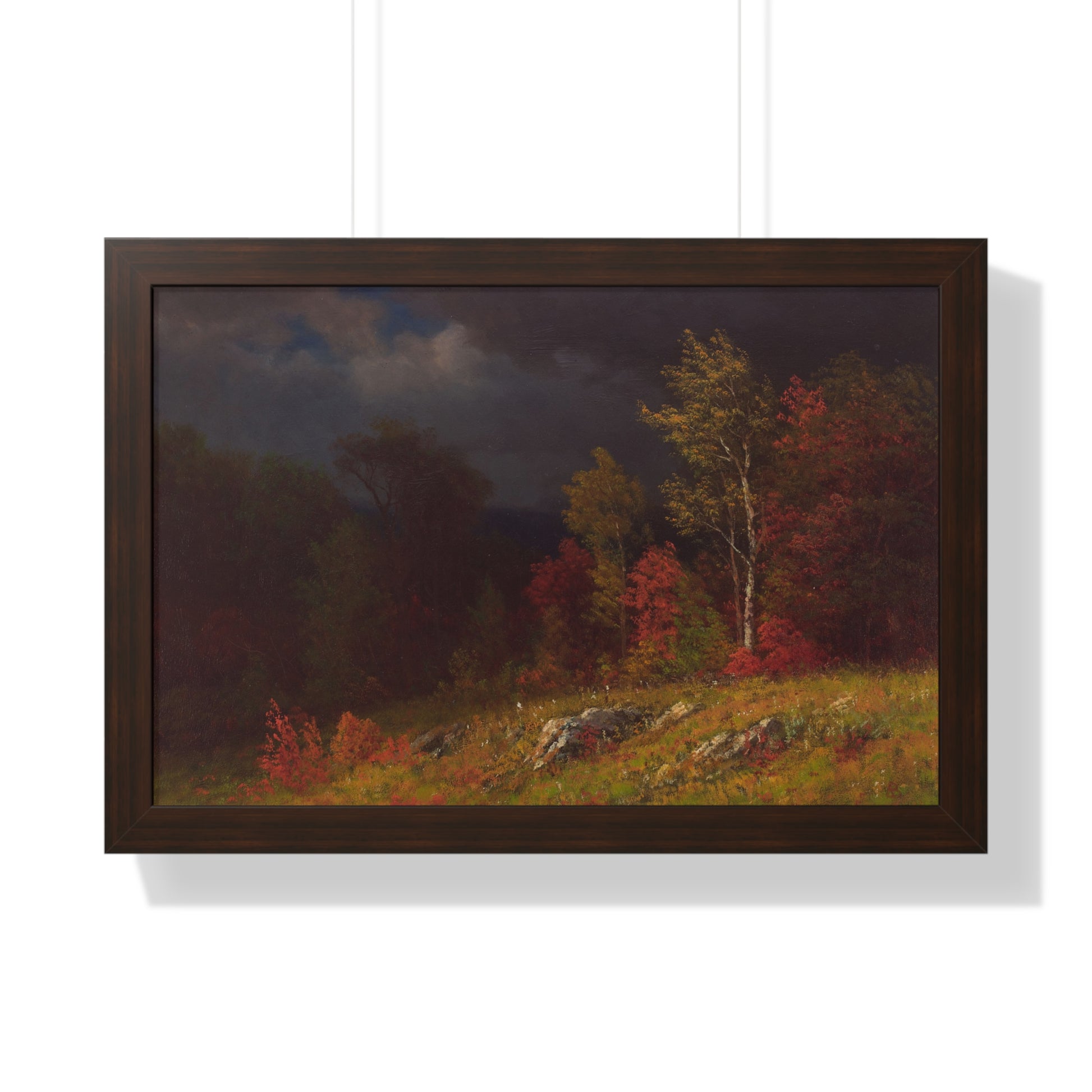 Autumn Birches (Approaching Storm) by Albert Bierstadt Framed Landscape Poster - PMA Store at the Portland Museum of Art, Maine