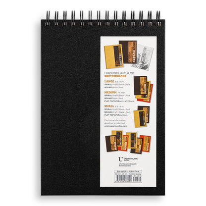 Hachette Book Group - Medium Sketchbook 10x7"- Basic Spiral Fliptop Landsc (Black): Spiral Bound