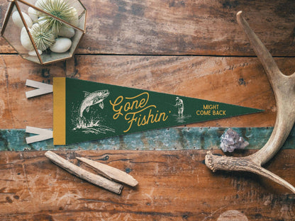 Benoit's Design Co. - Gone Fishin' Felt Pennant: Bold / Mini Pennant - PMA Store at the Portland Museum of Art, Maine