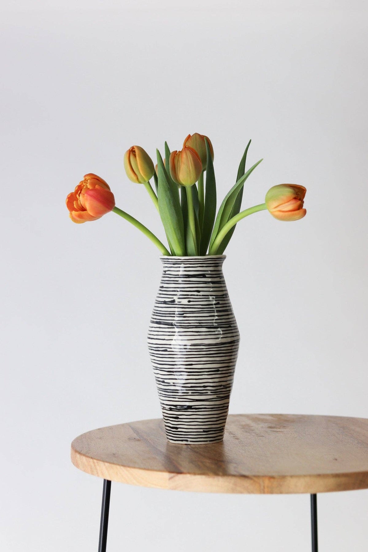Elizabeth Benotti Ceramics - Everyday Pinched Vase: Striped - PMA Store at the Portland Museum of Art, Maine