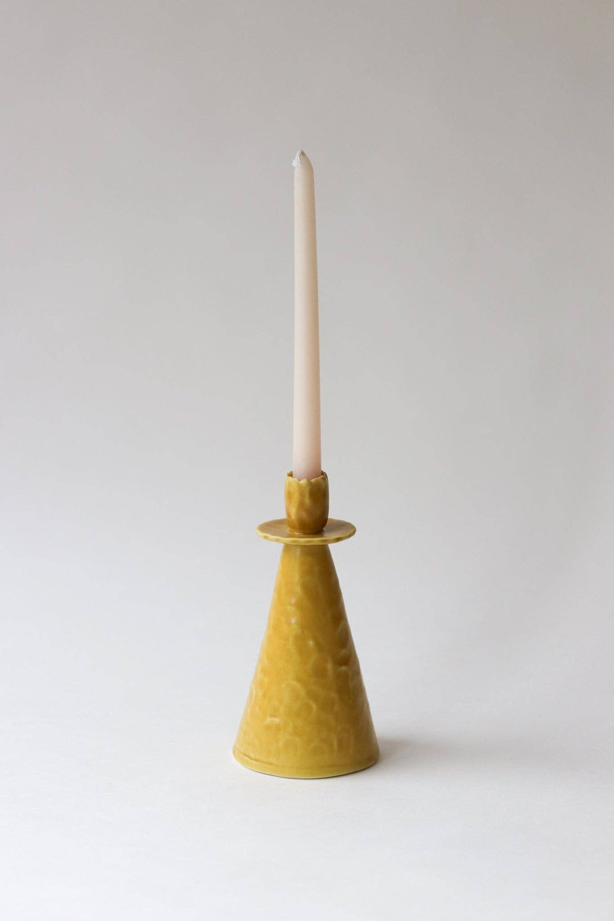 Elizabeth Benotti Ceramics - Everyday Pinched Candlestick Holder: Striped / Short - PMA Store at the Portland Museum of Art, Maine