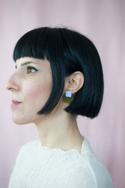 Pamela Coromoto - Glare Mini Earrings - Spring/Summer : Olive/Lilac