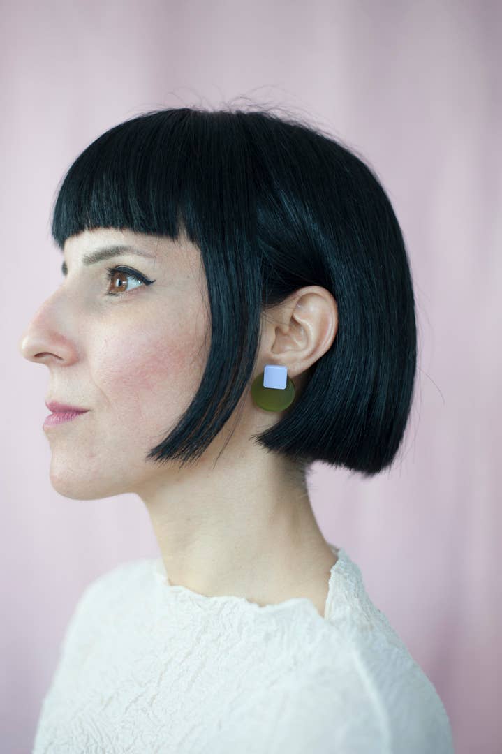 Pamela Coromoto - Glare Mini Earrings - Spring/Summer : Oxford Blue/ Pink