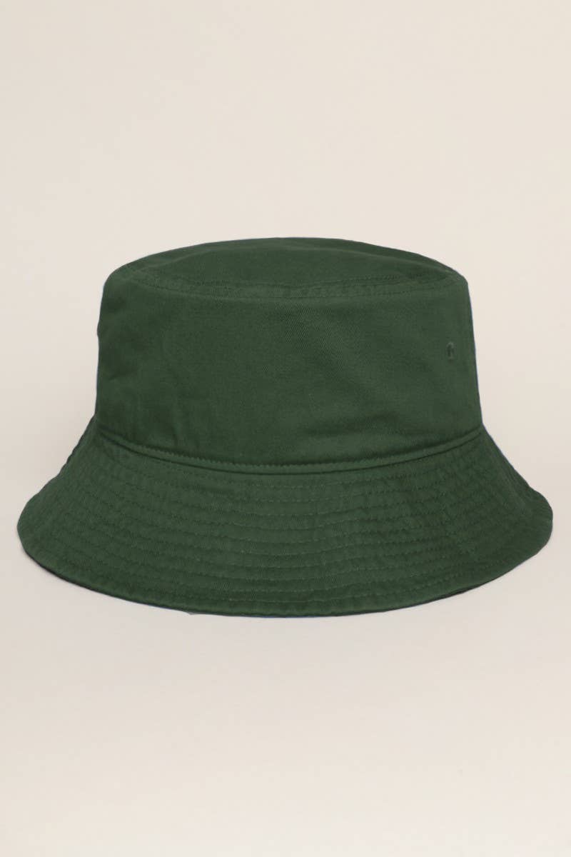 Fashion City - Solid Color Cotton Bucket Fisherman Hats: GREENTEA / S/M