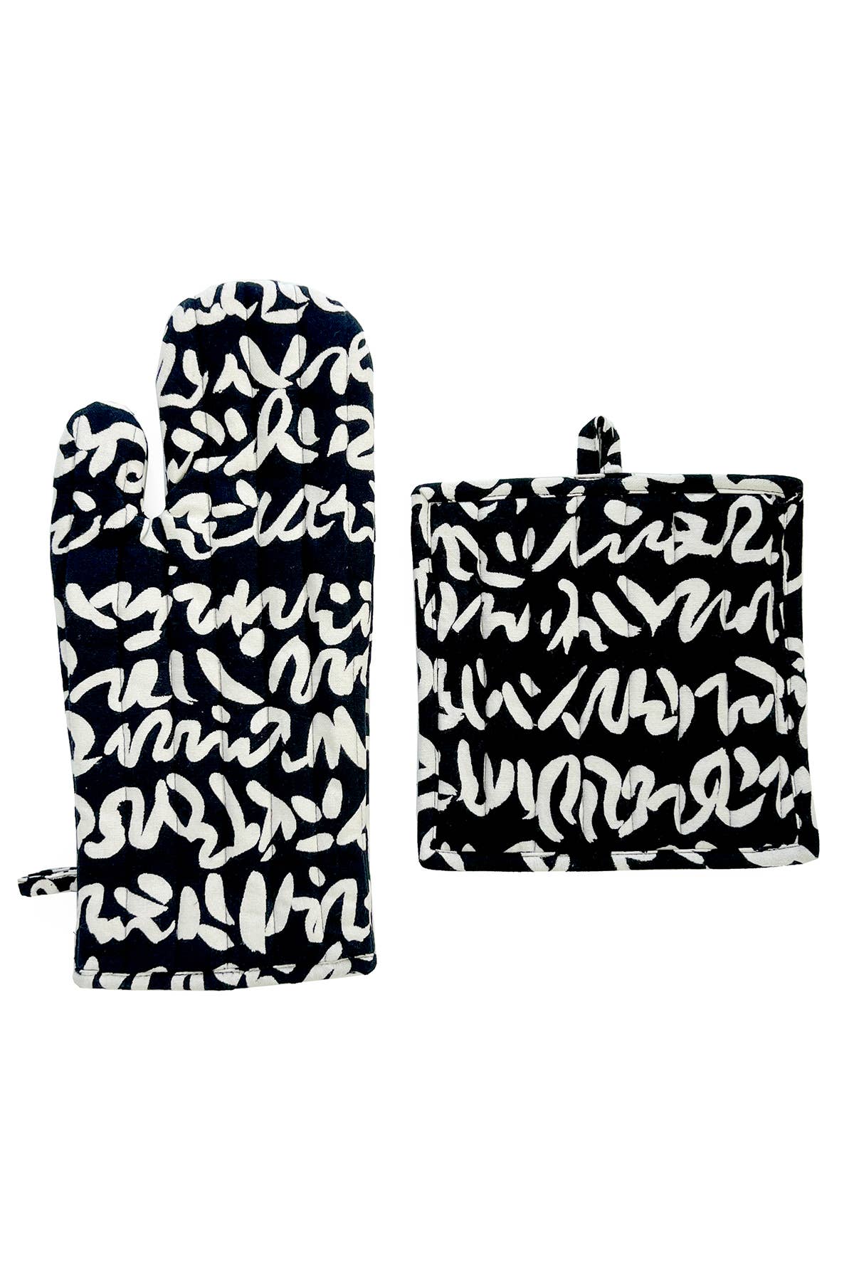 See Design - Oven Mitt & Potholder Set: Egg Citron/Pine