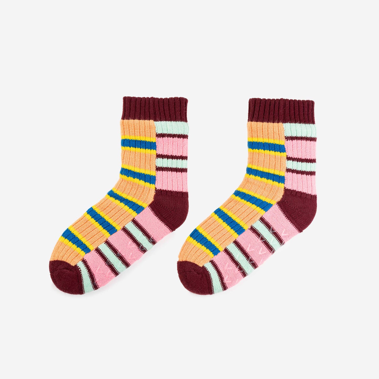 VERLOOP | knits - Zipper Stripe House Socks: Poppy Stone Blue / L/XL - W 9.5-12.5<br>M 8-11 - PMA Store at the Portland Museum of Art, Maine