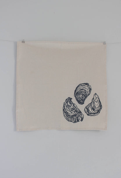 Hearth and Harrow - Set of 4 Organic Cotton Oyster Napkins - Oysters - Nautical: Grey - PMA Store at the Portland Museum of Art, Maine