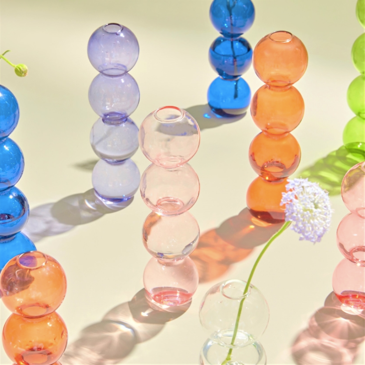 Bubble Shape Glass Vase: Green / Short 3 Balls - PMA Store at the Portland Museum of Art, Maine