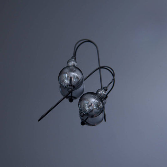 Pursuits - Mini Scoop Earrings: Glass Grey
