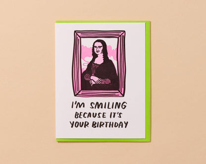 Mona Lisa Letterpress Birthday Card - Fine Art, Classical - Mother's Day Easter Spring - Made in USA - PMA Store at the Portland Museum of Art, Maine