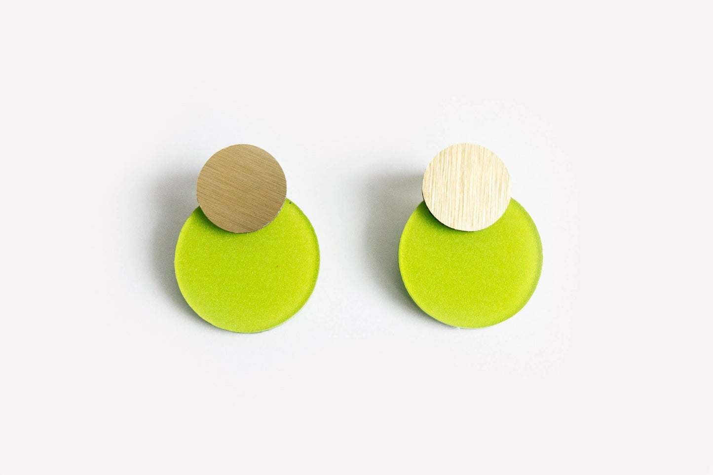 dconstruct - Ecoresin Earrings - Disc Stud: Chartreuse / Gold - PMA Store at the Portland Museum of Art, Maine