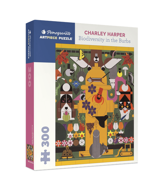 Pomegranate - Charley Harper: Biodiversity in the Burbs 300-piece Jigsaw Puzzle - PMA Store at the Portland Museum of Art, Maine