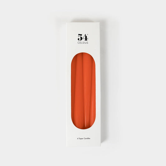 54 Celsius - Taper Candles (4 Pack) - 10" Tall, 8 Hr Burn, Orange - PMA Store at the Portland Museum of Art, Maine