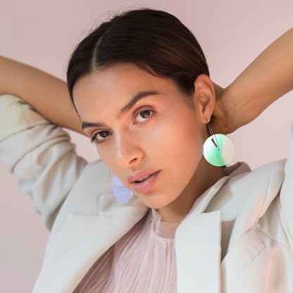 Pamela Coromoto - Circle Earrings -  Big: Clear Iridescent