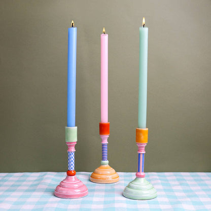 Talking Tables USA - Home, Birthday, Games & Seasonal Decor - Enamel Candle Holder Set - 18cm | Summer Home Decor Gifts |