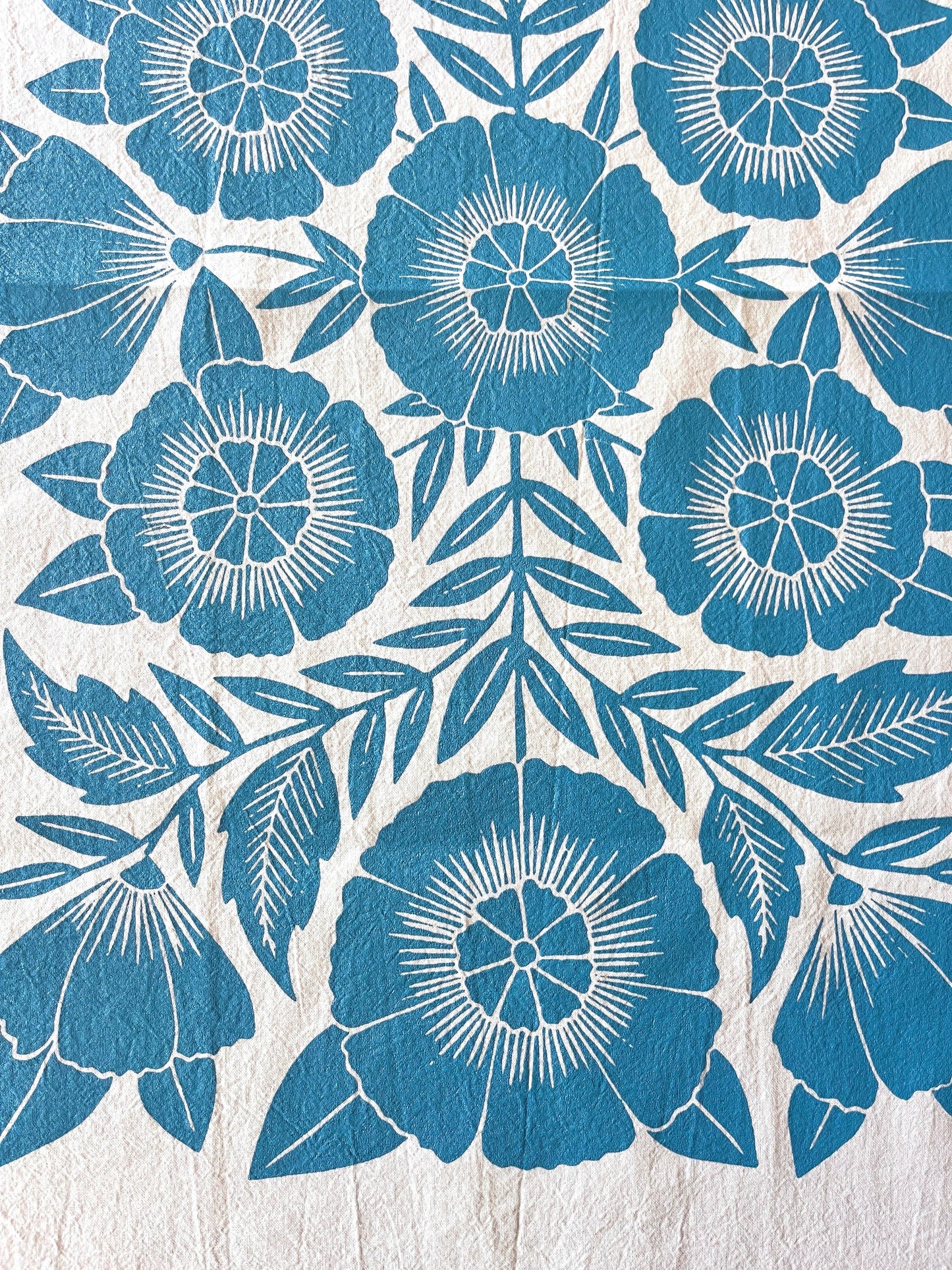 Katharine Watson - Blue Floral Tea Towel - PMA Store at the Portland Museum of Art, Maine