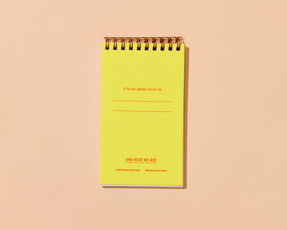 And Here We Are - Letterpress Small Spiral Notebook (Lined)—Cabana Stripe