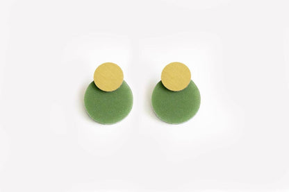 dconstruct - Ecoresin Earrings - Disc Stud: Chartreuse / Gold - PMA Store at the Portland Museum of Art, Maine