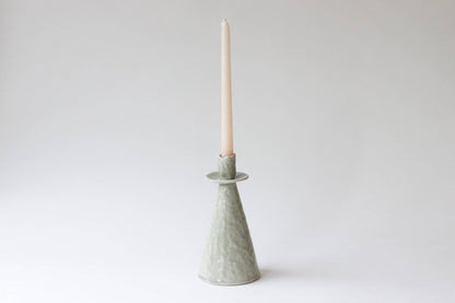 Elizabeth Benotti Ceramics - Everyday Pinched Candlestick Holder: Striped / Short - PMA Store at the Portland Museum of Art, Maine