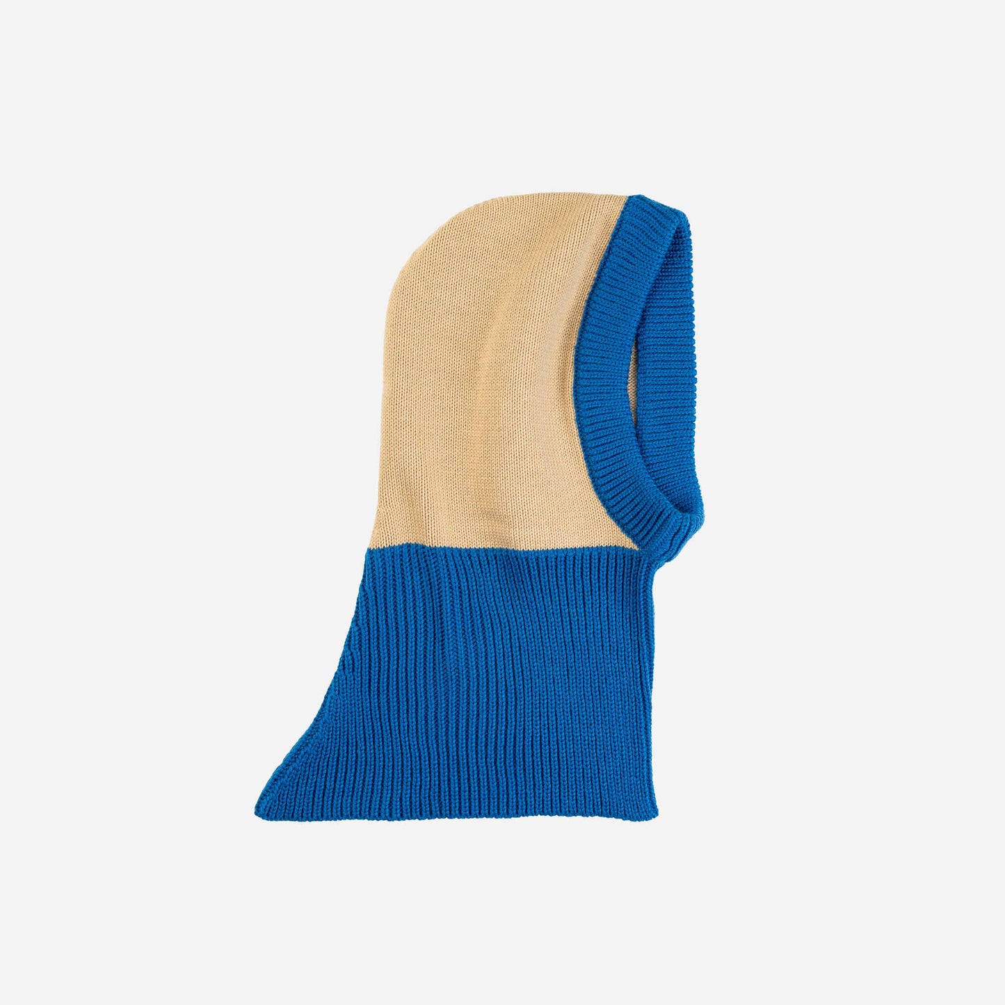 VERLOOP | knits - Colorblock Knit Hood: Cobalt Sand - PMA Store at the Portland Museum of Art, Maine