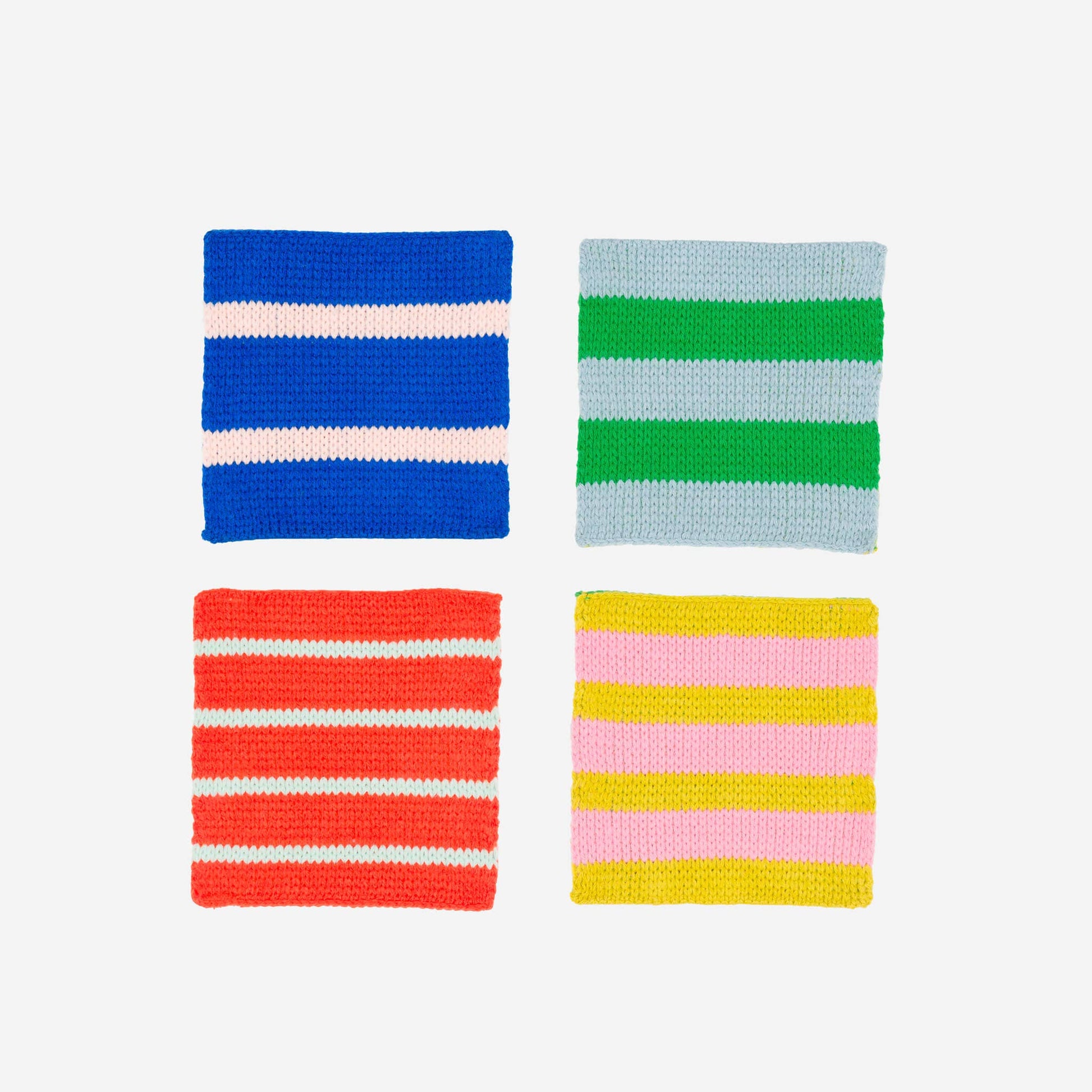 VERLOOP | knits - Patchwork Stripe Coaster Set: Rainbow - PMA Store at the Portland Museum of Art, Maine