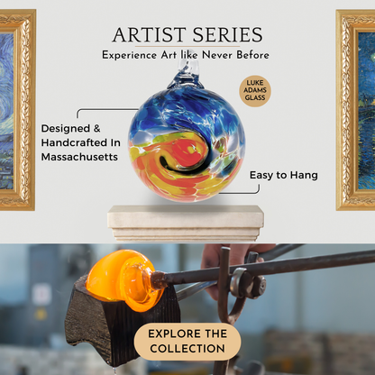 Luke Adams Glass - Artist Inspired Ornaments, Inspired by Starry night & Monet: Assorted Pack - PMA Store at the Portland Museum of Art, Maine