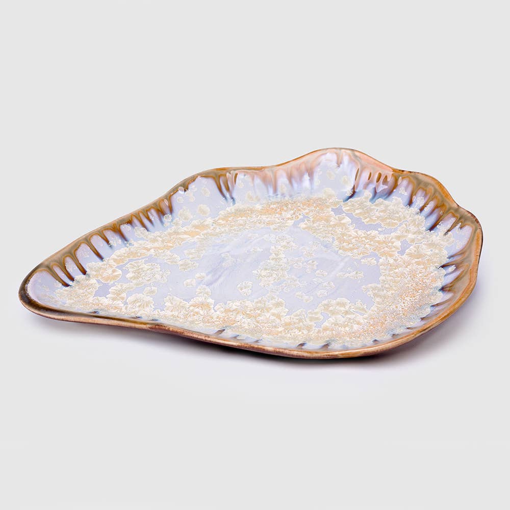 Alison Evans Ceramics - Medium Oyster Plate: Mint& Charcoal - PMA Store at the Portland Museum of Art, Maine