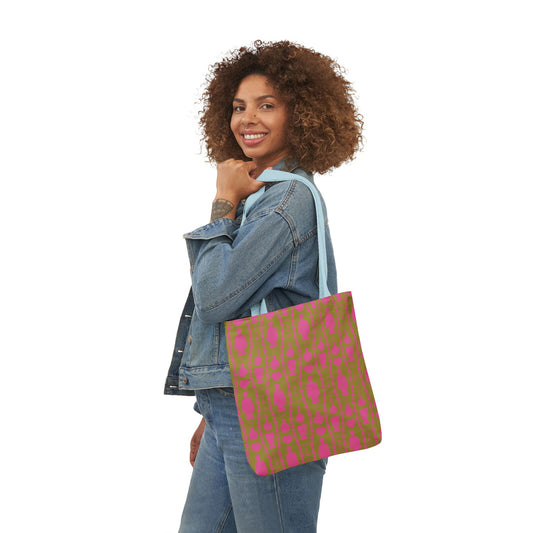 Canvas Tote — Pink & Olive Ikat Pattern Tote Bag - PMA Store at the Portland Museum of Art, Maine
