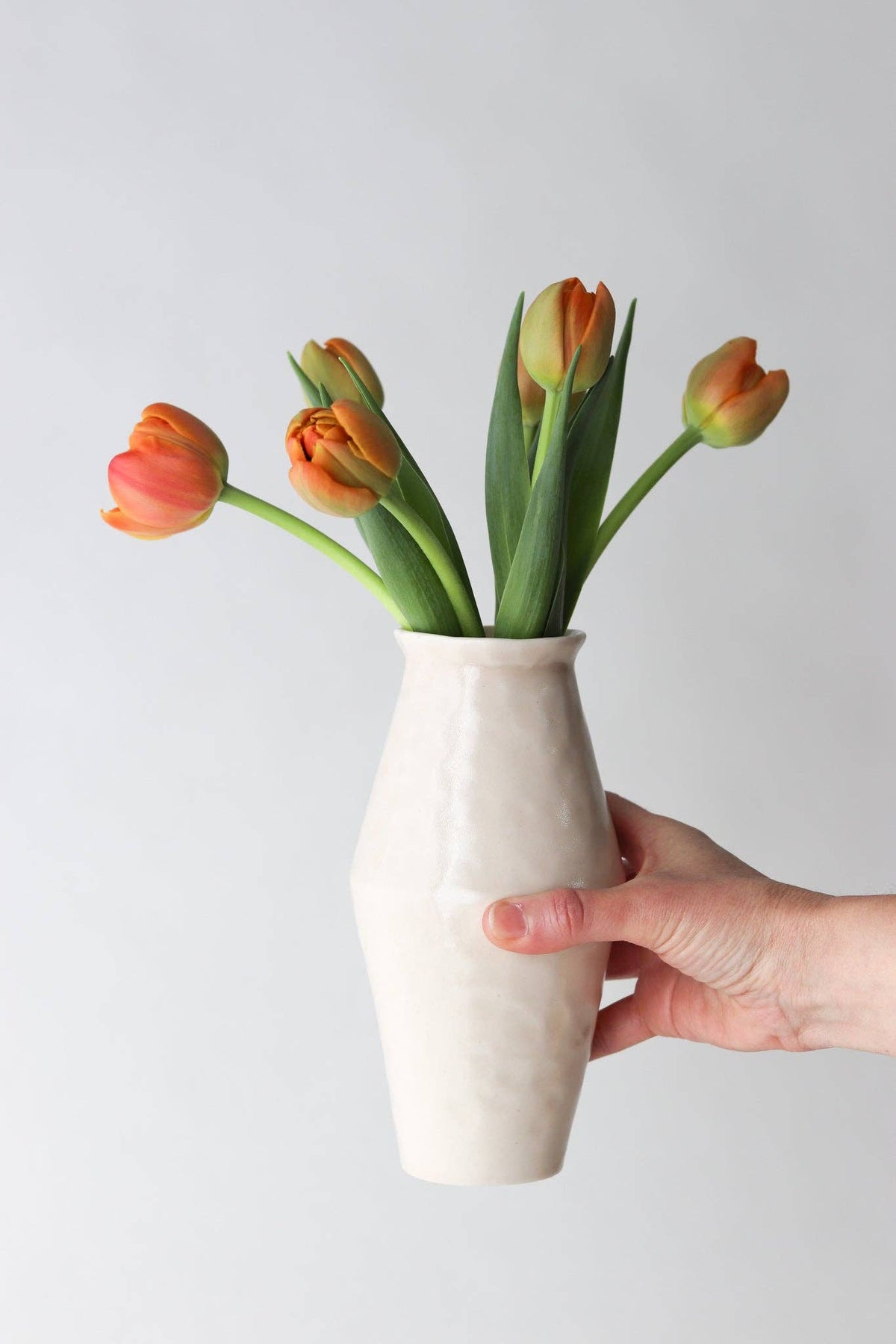 Elizabeth Benotti Ceramics - Everyday Pinched Vase: Striped - PMA Store at the Portland Museum of Art, Maine