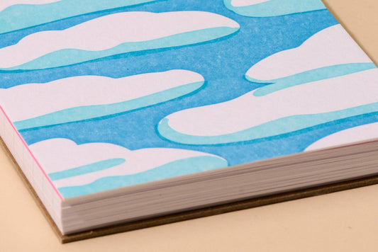 And Here We Are - Letterpress  Small Spiral Notebook—Sky and Clouds (Dreamy)