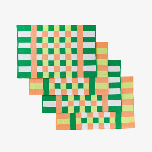 Square Square Placemat Set: Peach Lime - PMA Store at the Portland Museum of Art, Maine