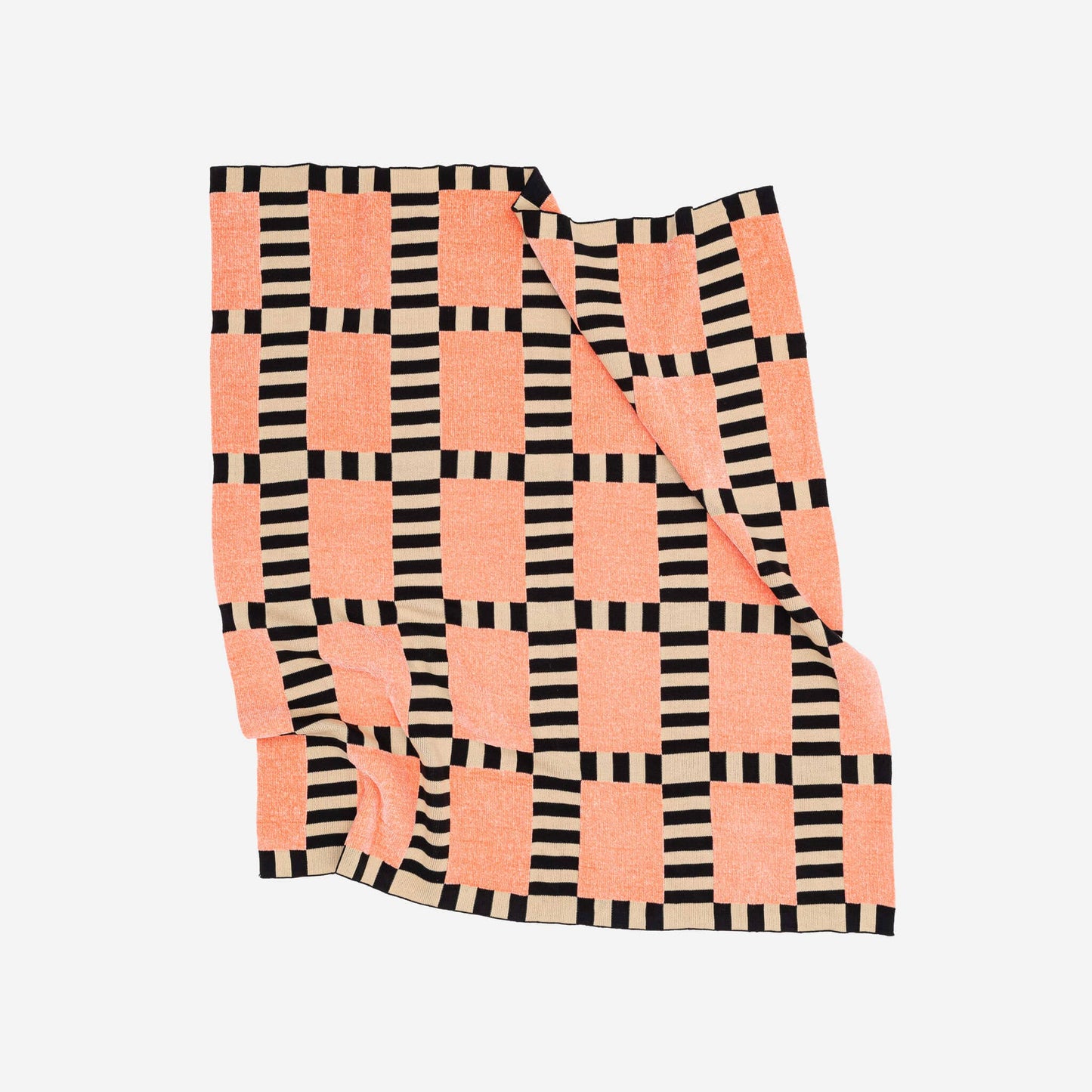 VERLOOP | knits - Tile Patch Chenille Throw: Peach - PMA Store at the Portland Museum of Art, Maine