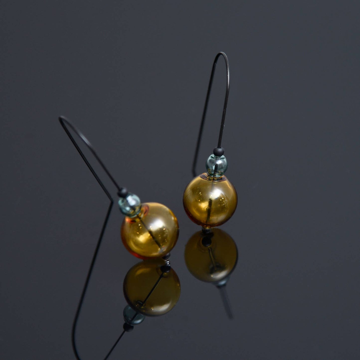 Pursuits - Mini Scoop Earrings: Glass Amber