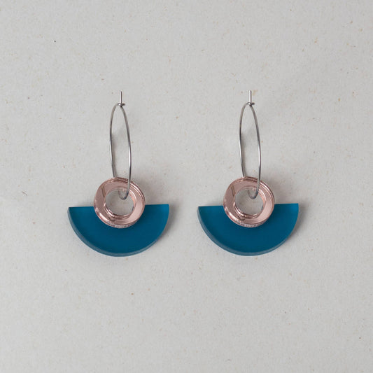 NEW Blok Earrings - Color: Turquoise and Gold Rose Mirror - PMA Store at the Portland Museum of Art, Maine