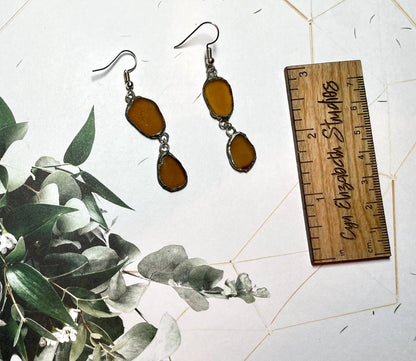 Cyn Elizabeth Studios - Drift Duo Sea Glass Earrings: Carded on white cardstock - PMA Store at the Portland Museum of Art, Maine