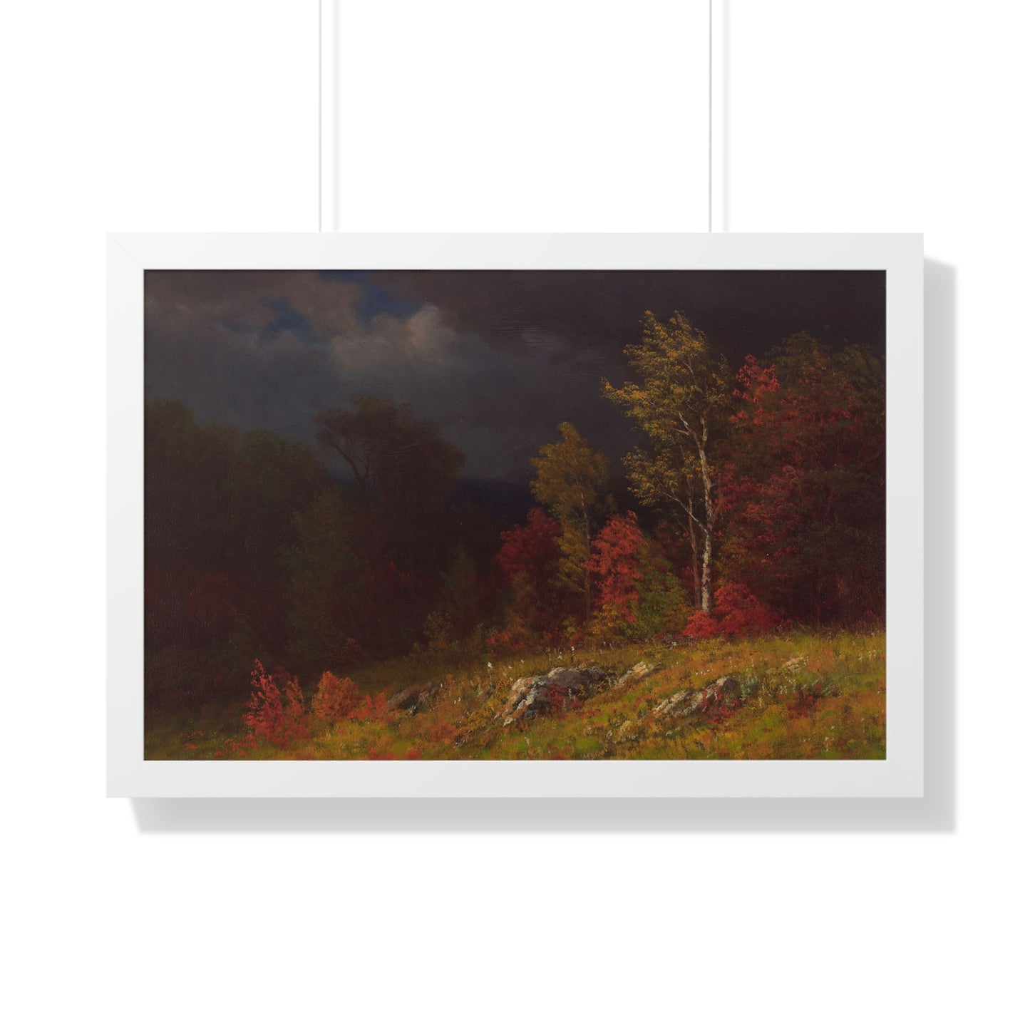 Autumn Birches (Approaching Storm) by Albert Bierstadt Framed Landscape Poster - PMA Store at the Portland Museum of Art, Maine