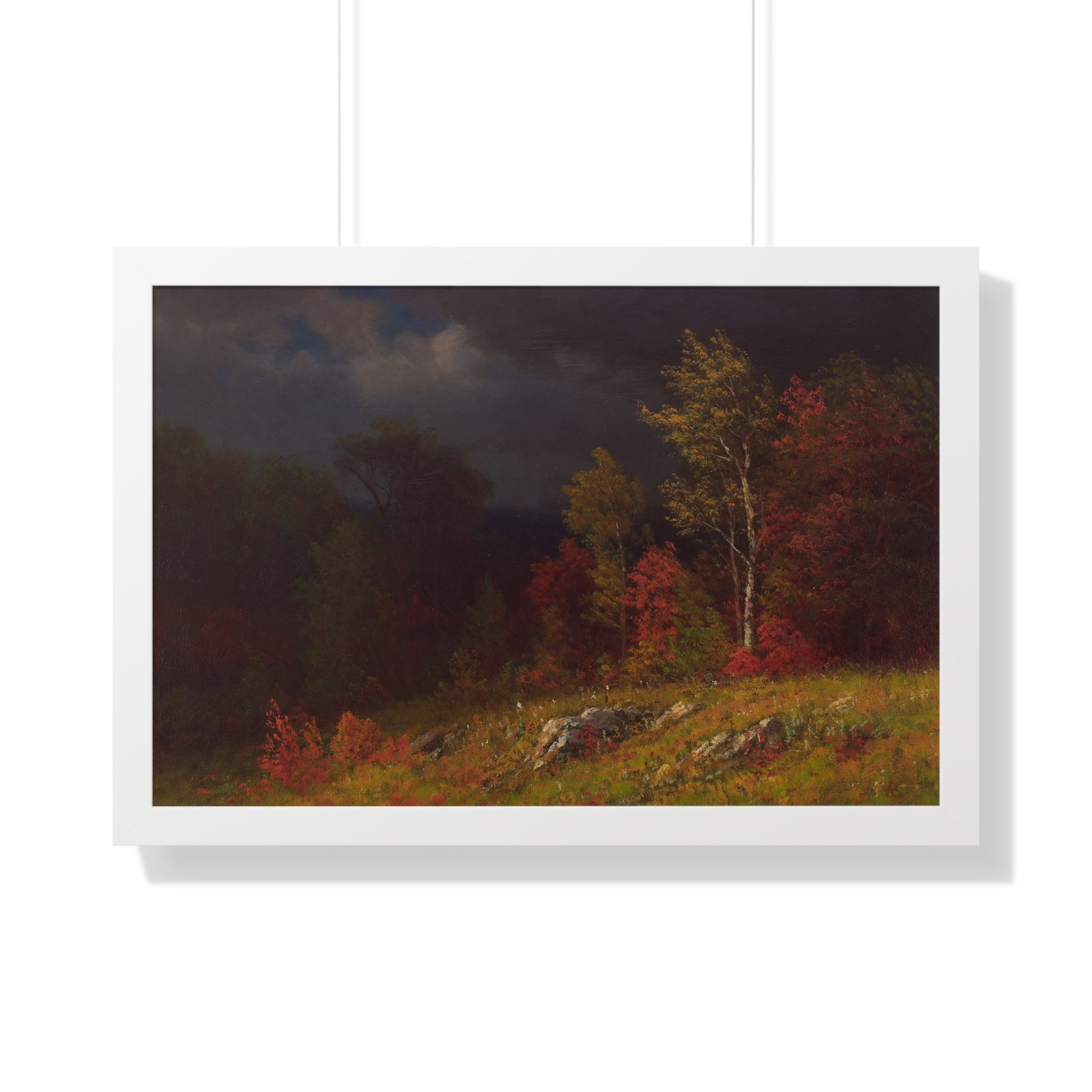 Autumn Birches (Approaching Storm) by Albert Bierstadt Framed Landscape Poster - PMA Store at the Portland Museum of Art, Maine