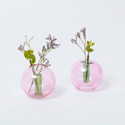 Block Design US - Mini Bubble Glass Vase: Blue and Yellow